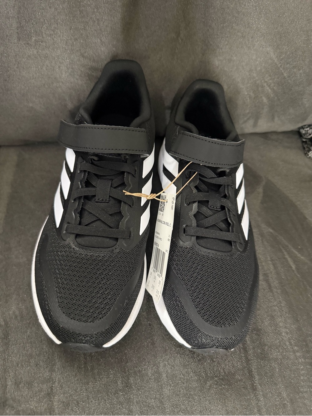 adidas Kids Black Sneakers with White Three Stripes